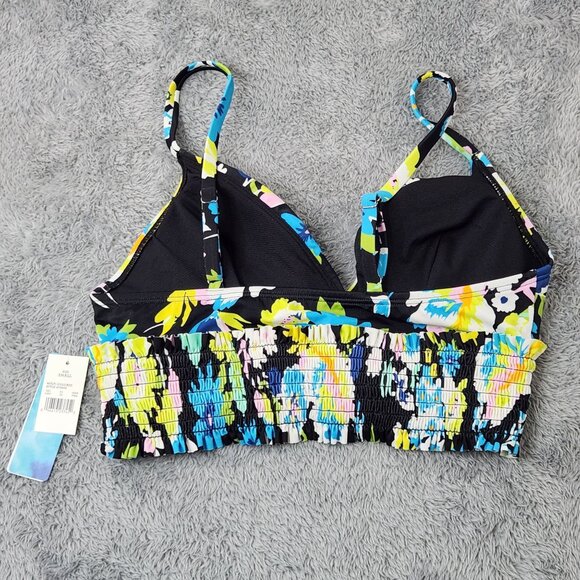 Beach Betty Bikini Top Womens Small Multicolored Floral Smocked Padded Cups - Picture 8 of 12
